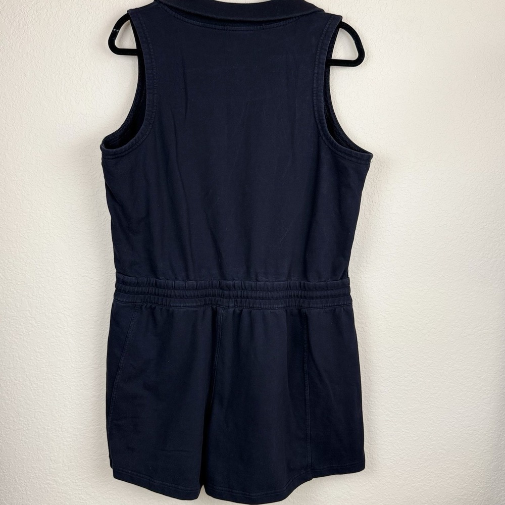 Athleta Retroterry Romper Black Zip Front Athleisure Preppy Sz XL Tennis Sporty - Picture 9 of 9